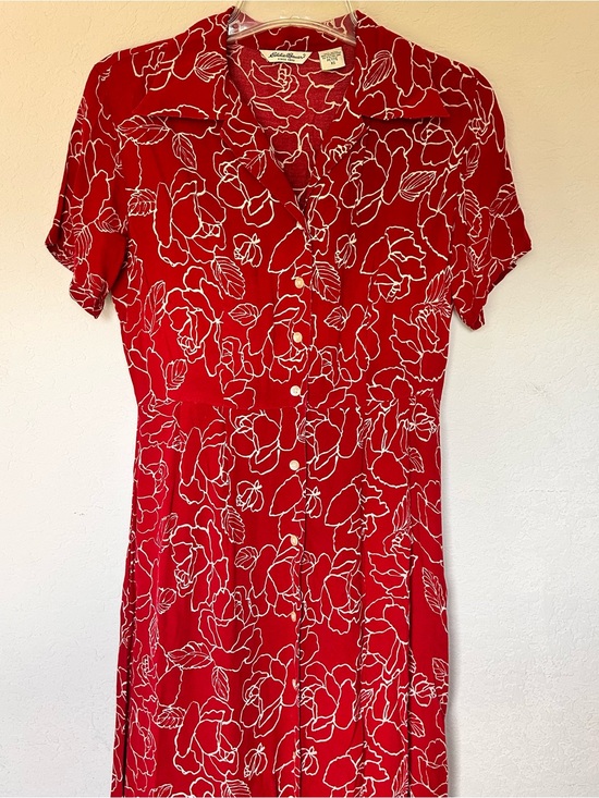 Eddie Bauer Dresses & Skirts - Vintage Eddie Bauer Red White Floral Button-Down Shirt Dress